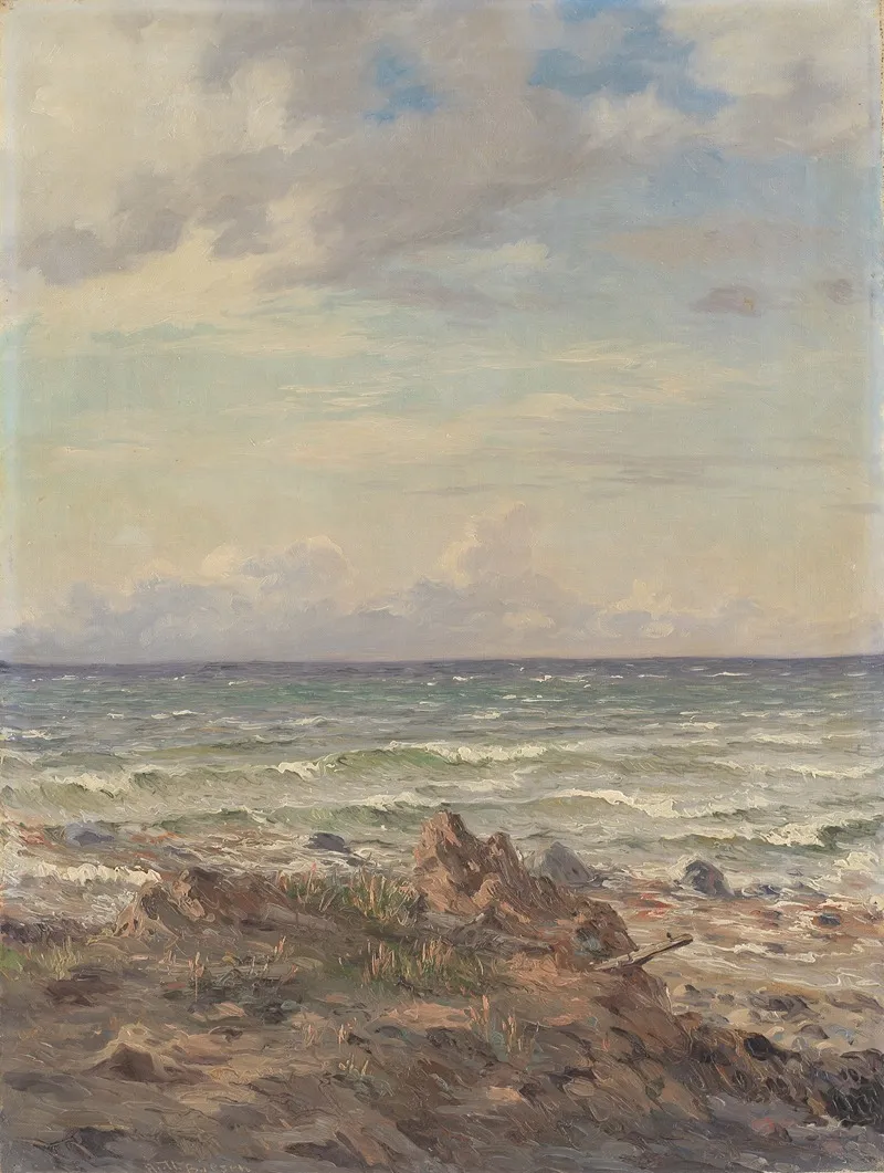 Kystparti Med Stenet Strand Wall Art by August Wilhelm Boesen - High-Resolution Digital Print