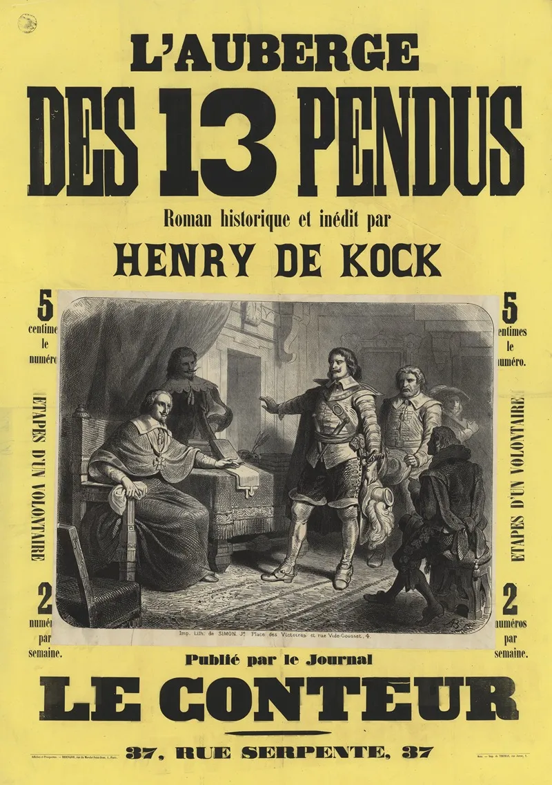 L Auberge Des 13 Treize Pendus Roman Historique Et Inedit Par Henry De Kock Wall Art by Auguste Belin - High-Resolution Digital Print