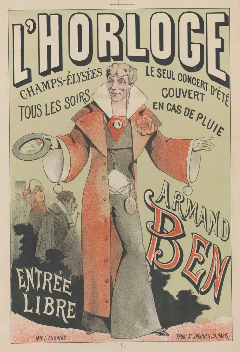 L Horloge Champs Elysees Armand Ben Wall Art by Imp. A. Thomas - High-Resolution Digital Print