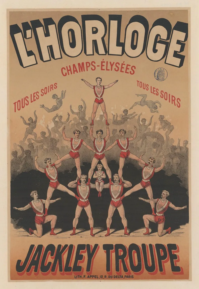 L Horloge Jackley Troupe Wall Art by Lith. F. Appel - High-Resolution Digital Print