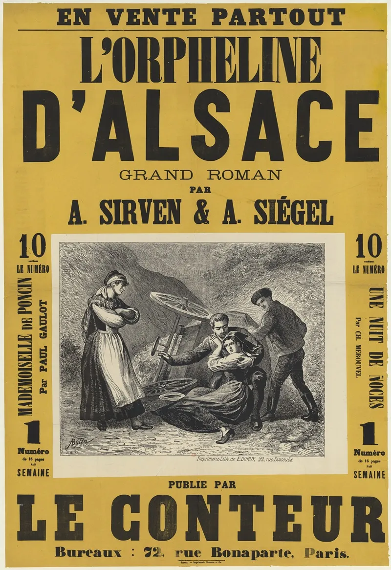 L Orpheline Dalsace Grand Roman Par A Sirven A Siegel Wall Art by Auguste Belin - High-Resolution Digital Print