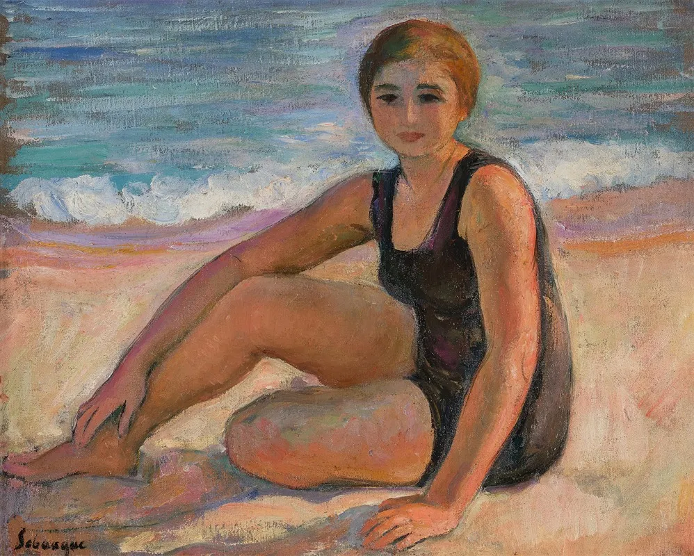La Baigneuse Au Maillot Noir Wall Art by Henri Lebasque - High-Resolution Digital Print