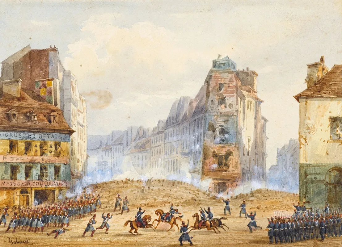 La Barricade Du Faubourg Saint Antoine 10eme Arrondissement Wall Art by Gaspard Gobaut - High-Resolution Digital Print