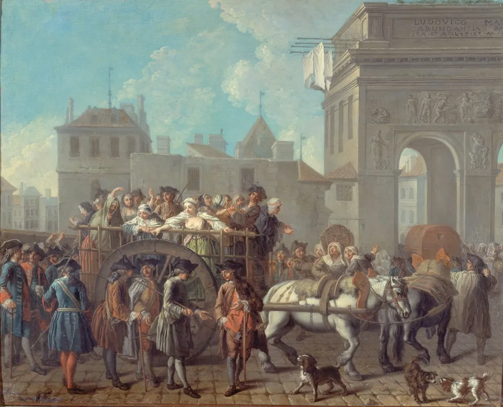 La Conduite Des Filles De Joie A La Salpetriere Le Passage Pres De La Porte Saint Bernard Wall Art by Etienne Jeaurat - High-Resolution Digital Print