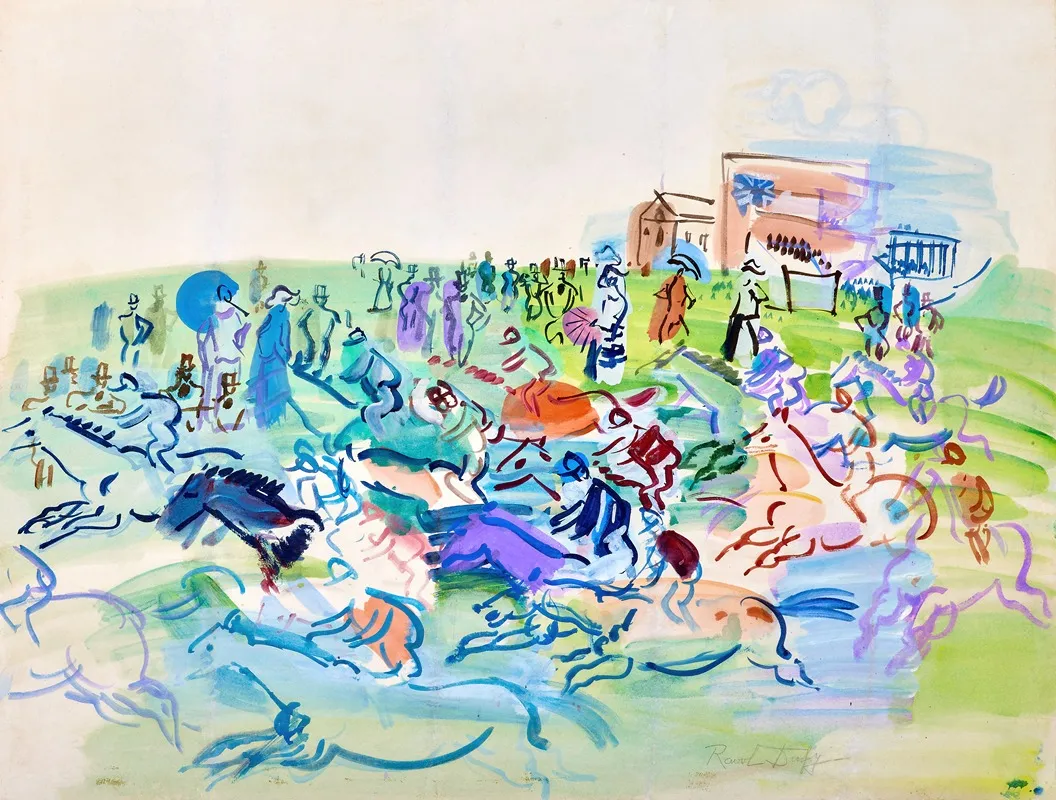 La Course A Epsom Wall Art by Raoul Dufy - High-Resolution Digital Print