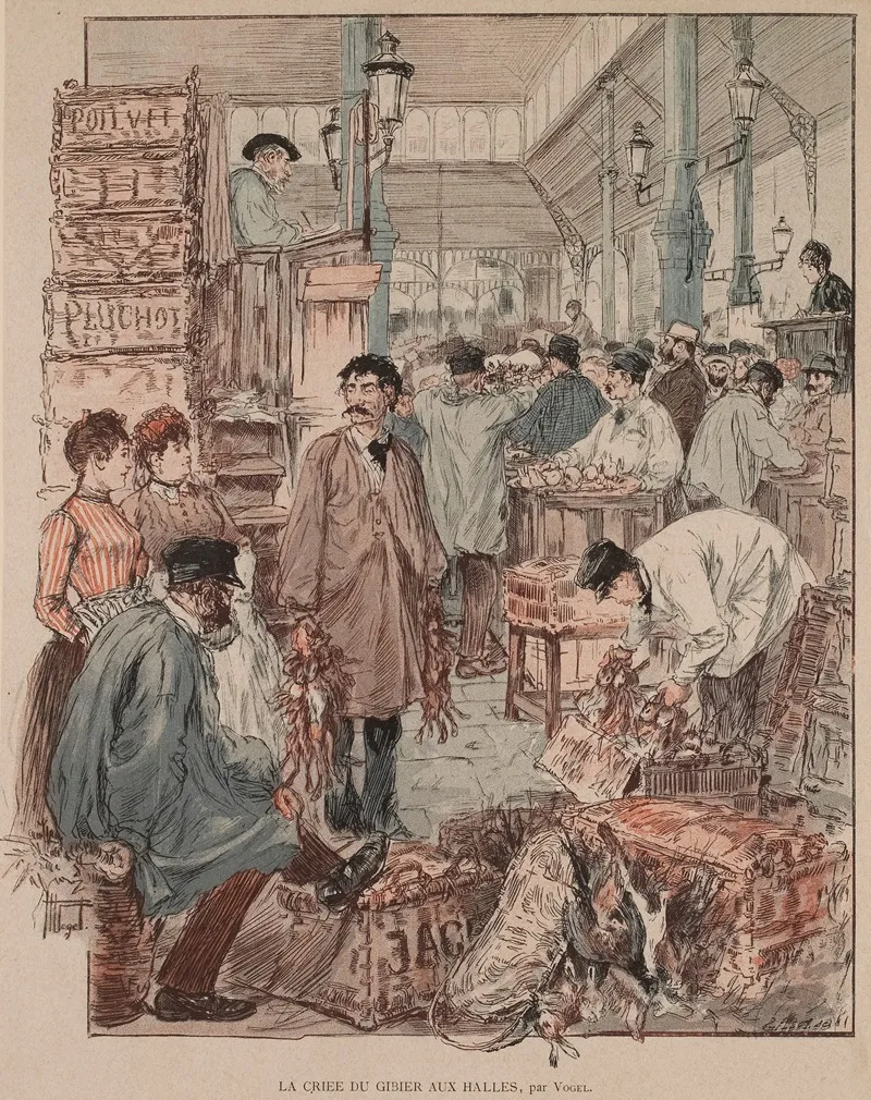 La Criee Du Gibier Aux Halles Wall Art by Hermann Vogel - High-Resolution Digital Print
