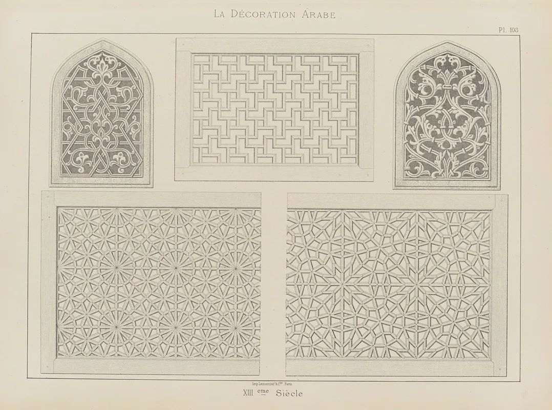 La Decoration Arabe Pl 95 Wall Art by Marpon et Flammarion - High-Resolution Digital Print