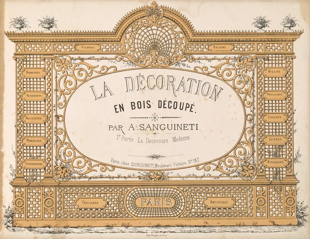 La Decoration En Bois Decoupe Pl 01 Wall Art by A. Sanguineti - High-Resolution Digital Print