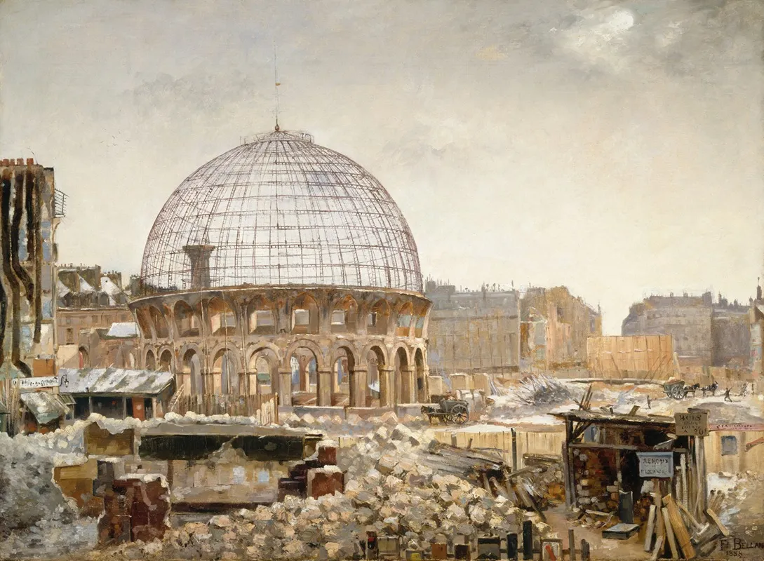 La Demolition De La Halle Au Ble Wall Art by Henri Ferdinand Bellan - High-Resolution Digital Print