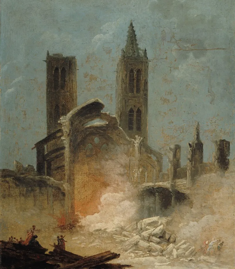 La Demolition De Leglise Saint Jean En Greve En 1800 Wall Art by Hubert Robert - High-Resolution Digital Print
