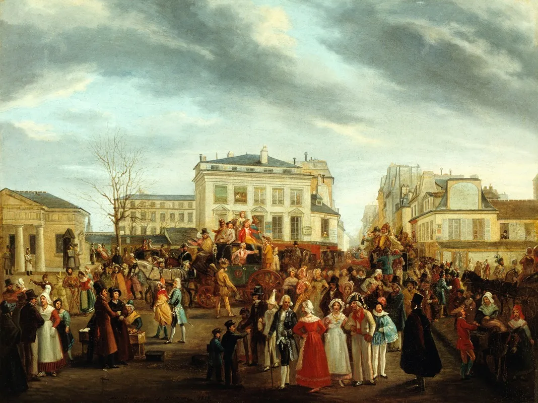 La Descente De La Courtille Le Mercredi Des Cendres 1823 Wall Art by Artus Despagne - High-Resolution Digital Print
