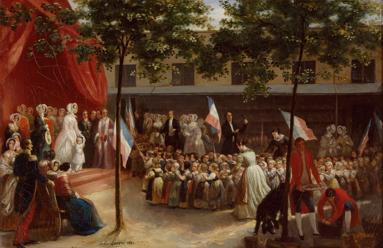 La Duchesse Dorleans Et Le Comte De Paris Visitent Une Salle Dasile Parisienne Wall Art by Jules Laure - High-Resolution Digital Print