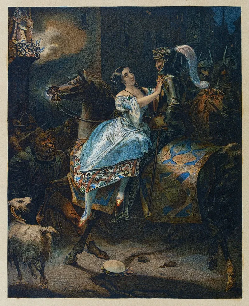 La Esmeralda Et Phoebus Wall Art by Nicolas Eustache Maurin - High-Resolution Digital Print