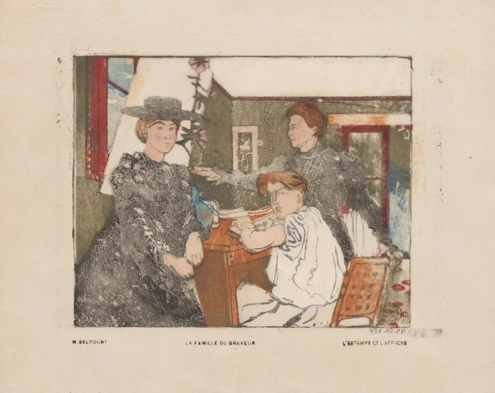 La Famille Du Graveur Wall Art by Maurice Delcourt - High-Resolution Digital Print