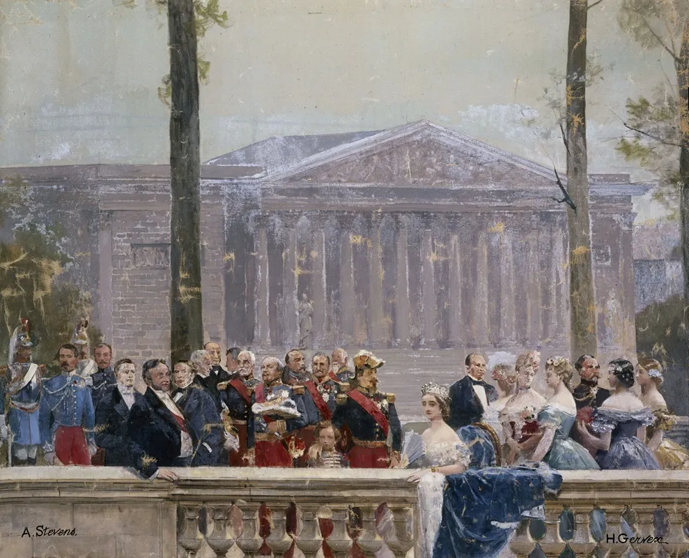 La Famille Imperiale Entouree De Nombreuses Personnalites Du Second Empire Devant Le Palais Bourbon Wall Art by Henri Gervex - High-Resolution Digital Print