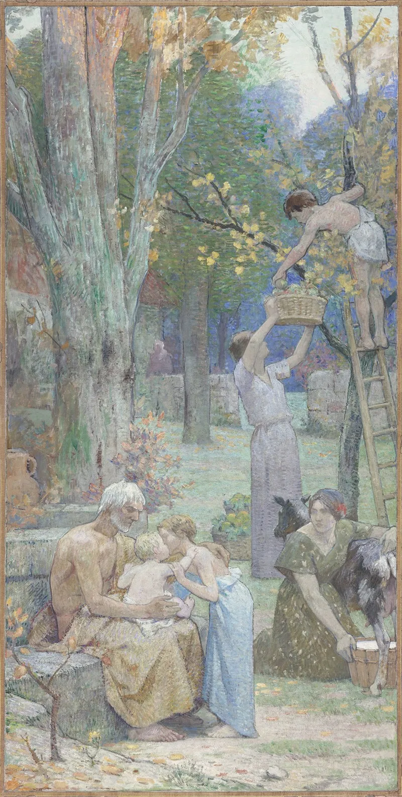 La Famille Ou Le Travail Wall Art by Jacques Ferdinand Humbert - High-Resolution Digital Print