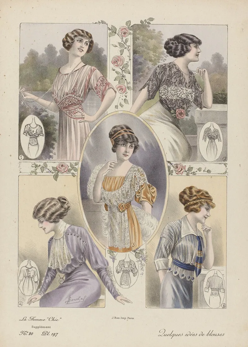 La Femme Chic Quelques Idees De Blouses Wall Art by J Bas - High-Resolution Digital Print