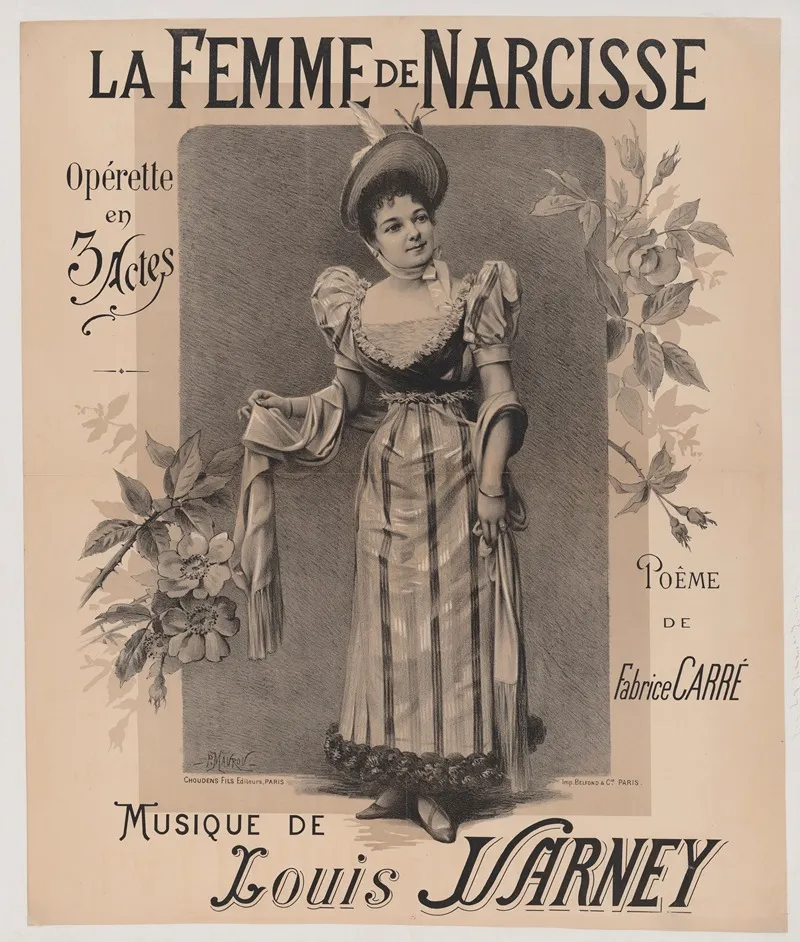 La Femme De Narcisse Operette En Trois Actes Poeme De Fabrice Carre Musique De Louis Varney Wall Art by Paul Maurou - High-Resolution Digital Print