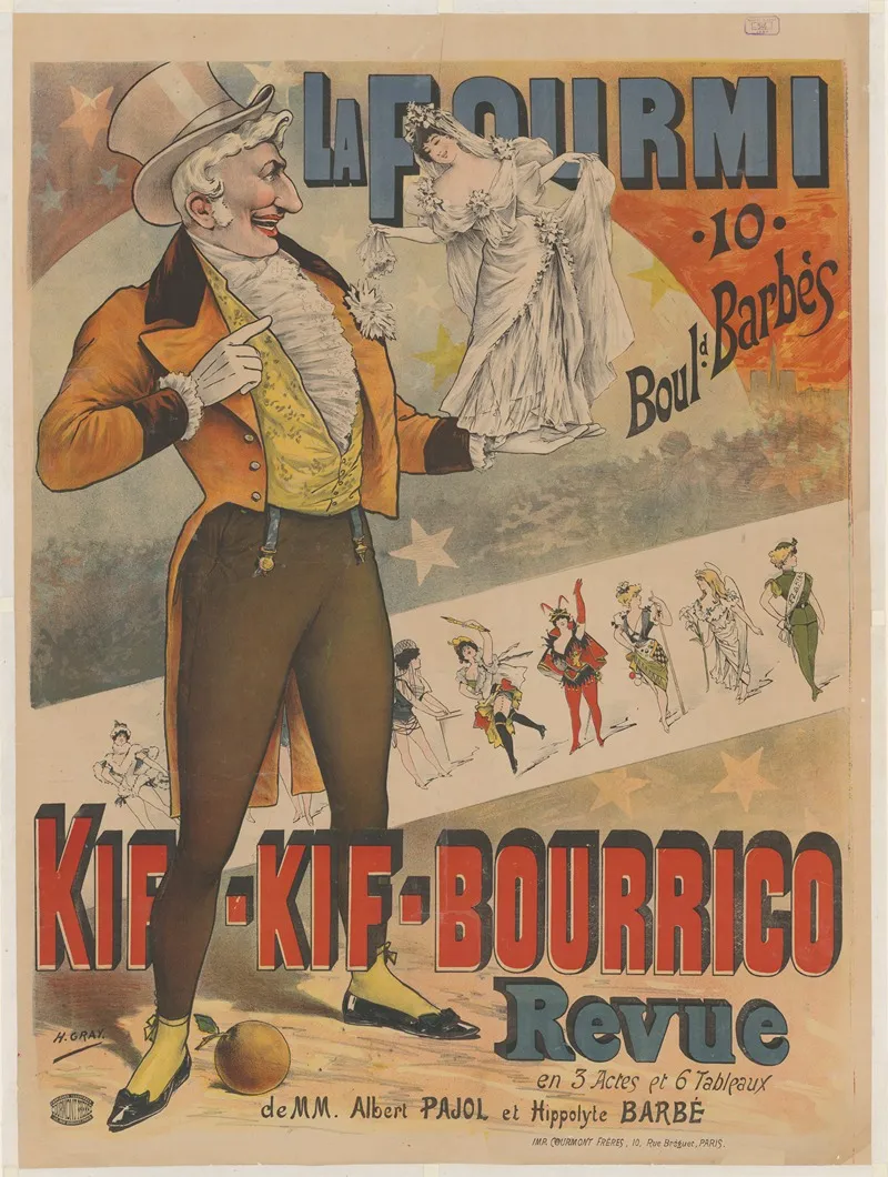 La Fourmi 10 Boulevard Barbes Kif Kif Bourrico Wall Art by Henri Boulanger Gray - High-Resolution Digital Print