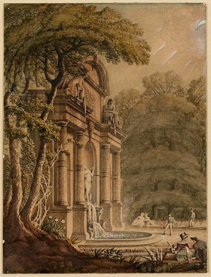 La Grotte Du Jardin Du Luxembourg Ou Fontaine Medicis Wall Art by Jean Baptiste Maréchal - High-Resolution Digital Print