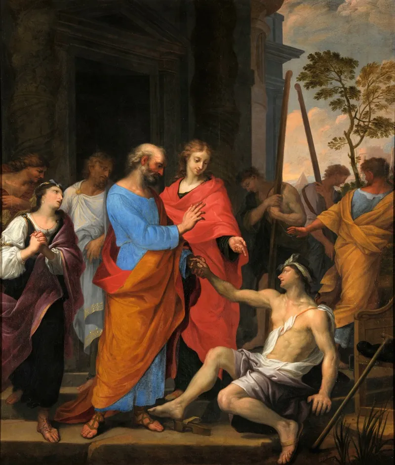 La Guerison Du Paralytique Par Saint Pierre Et Saint Jean Wall Art by Jean Hélart - High-Resolution Digital Print