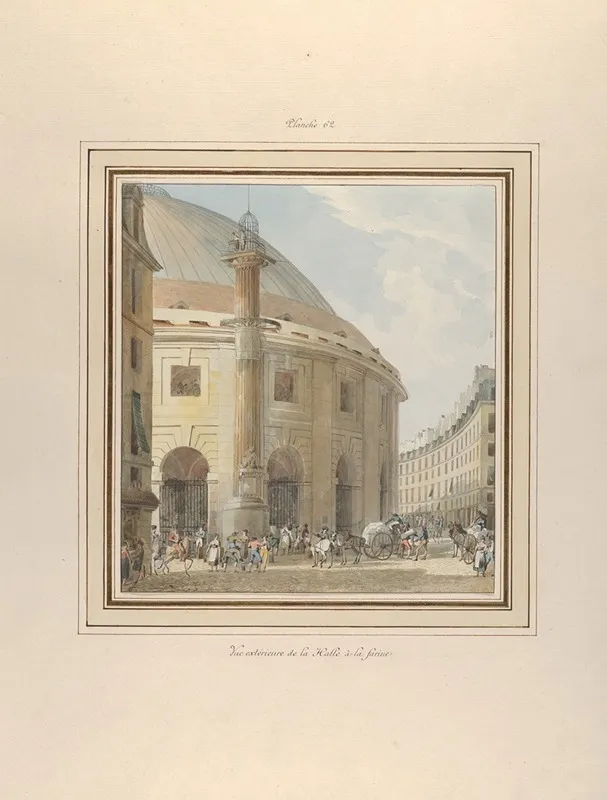 La Halle Aux Bles Exterior View Wall Art by Pierre François Léonard Fontaine - High-Resolution Digital Print