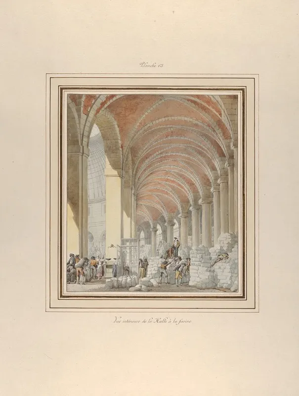 La Halle Aux Bles Interior View Wall Art by Pierre François Léonard Fontaine - High-Resolution Digital Print