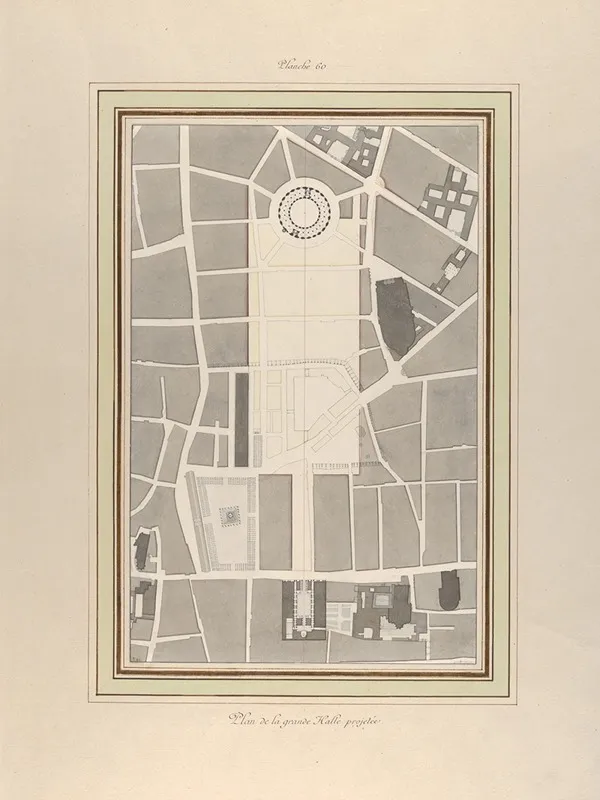 La Halle Aux Bles Street Plan Wall Art by Pierre François Léonard Fontaine - High-Resolution Digital Print