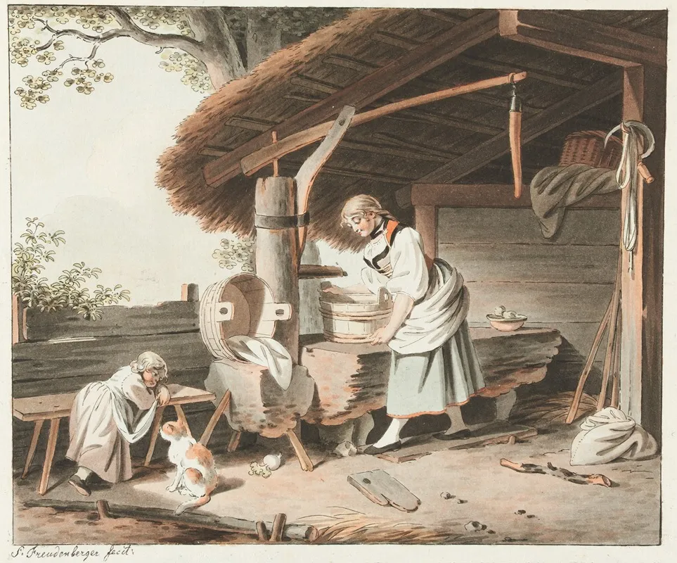 La Jeune Fille Au Puits Wall Art by Sigmund Freudenberger - High-Resolution Digital Print