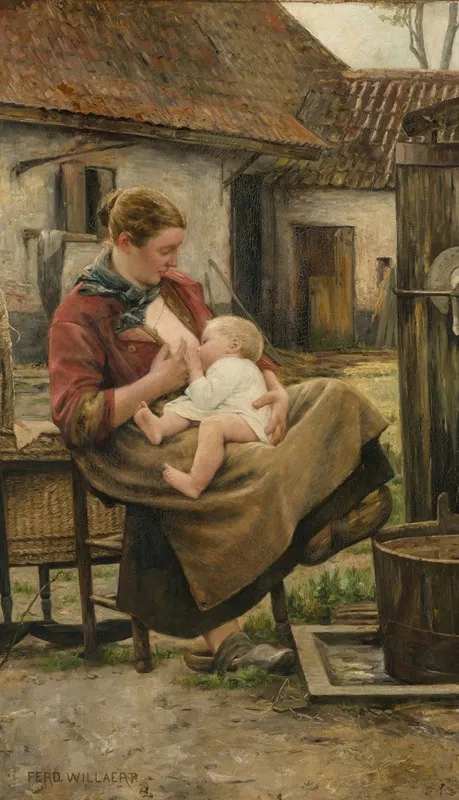 La Jeune Maman Wall Art by Ferdinand Willaert - High-Resolution Digital Print