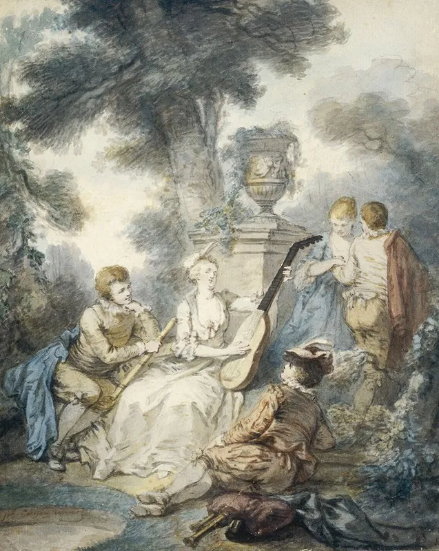 La Joueuse De Guitare Ou La Musique Wall Art by Jacques-Philippe Caresme - High-Resolution Digital Print