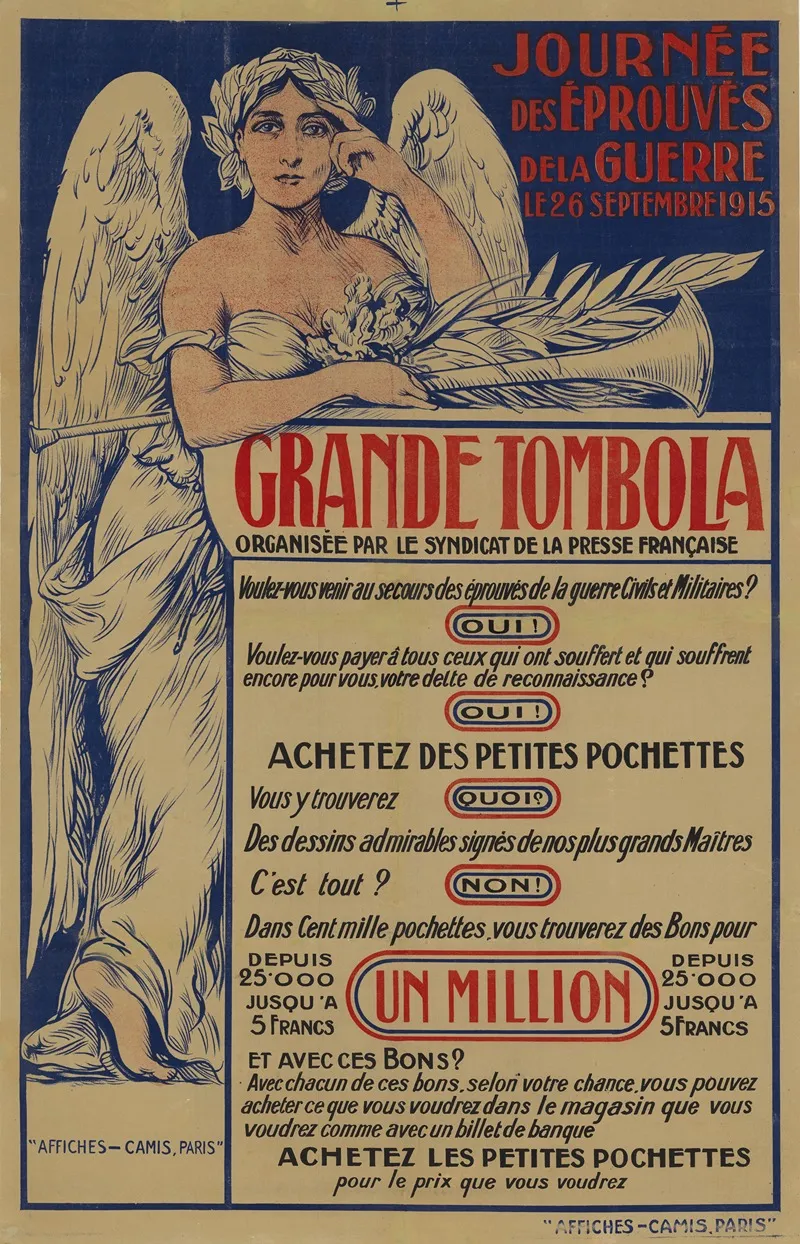 La Journee Des Eprouves De La Guerre Grande Tombola Wall Art by Imp. Camis - High-Resolution Digital Print