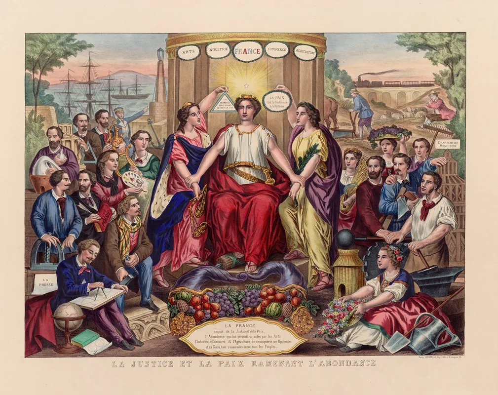 La Justice Et La Paix Ramenant Labondance Wall Art by Edme Lordereau - High-Resolution Digital Print