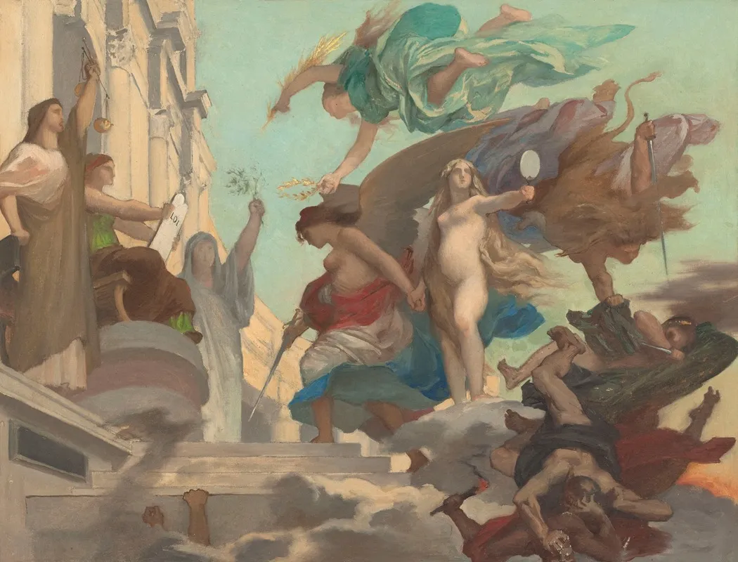 La Liberte Victorieuse Se Soumet A La Loi Wall Art by Léon Pierre Urbain Bourgeois - High-Resolution Digital Print