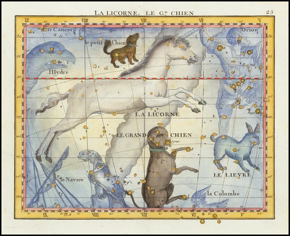 La Licorne Le Grand Chien Monoceros Canis Major Wall Art by John Flamsteed - High-Resolution Digital Print