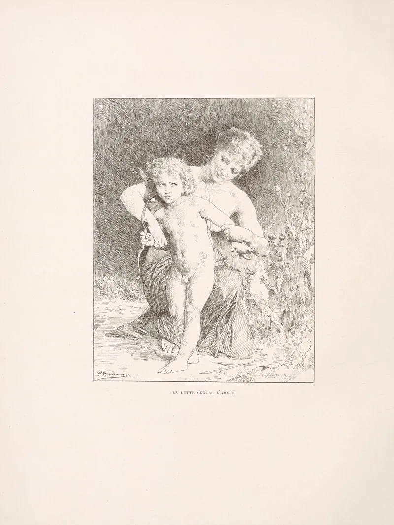 La Lutte Contre Lamour Wall Art by William Bouguereau - High-Resolution Digital Print