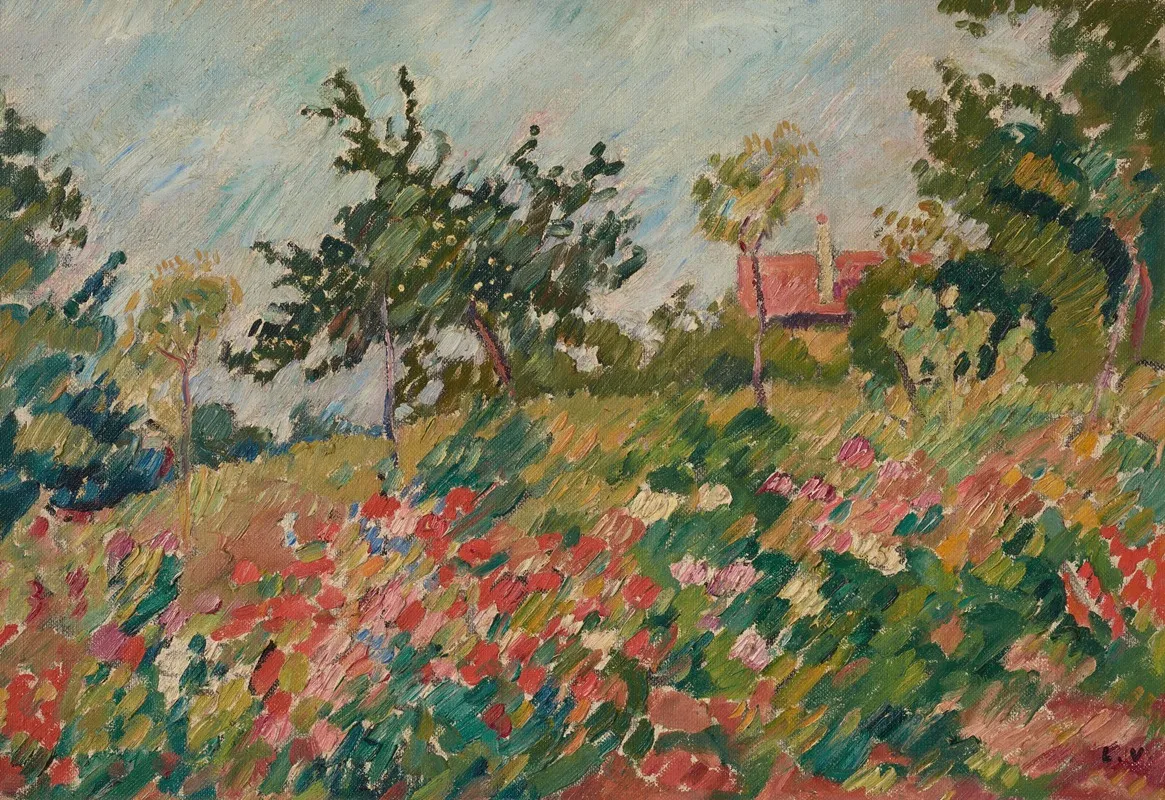 La Maison Dans Le Jardin Fleuri Wall Art by Louis Valtat - High-Resolution Digital Print