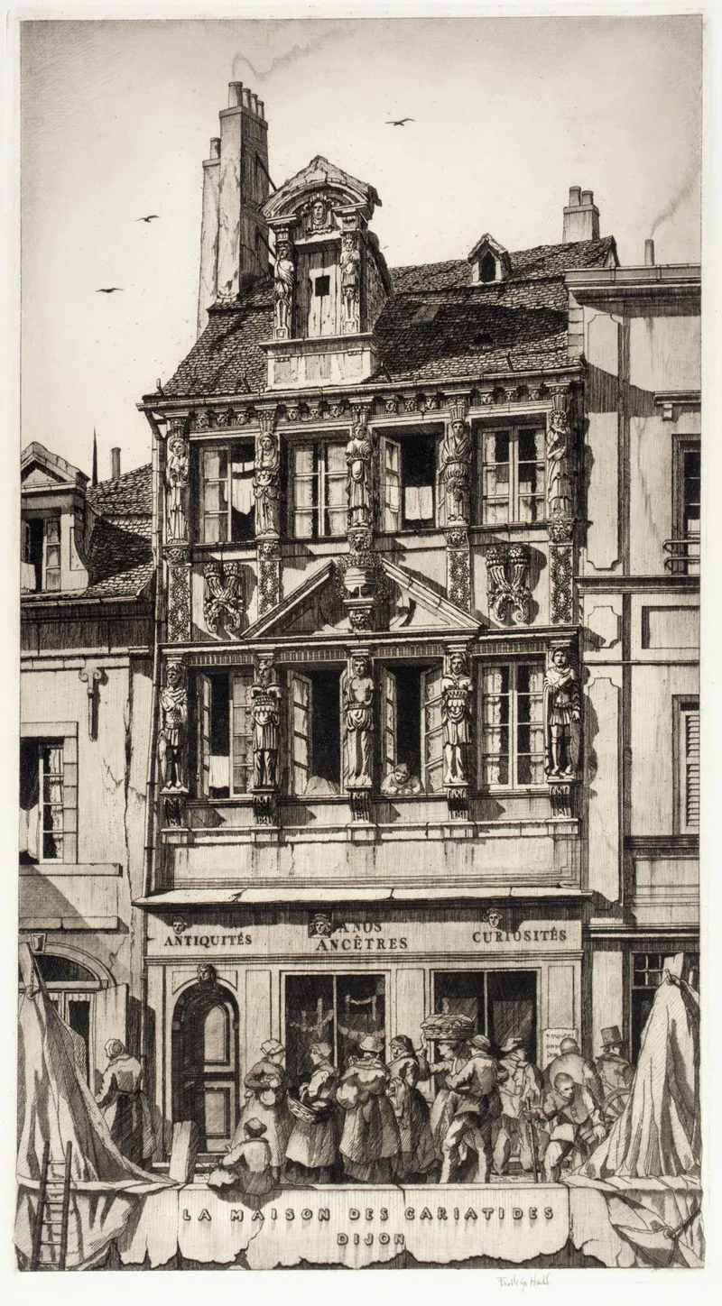 La Maison Des Cariatides Dijon Wall Art by Frederick G. Hall - High-Resolution Digital Print