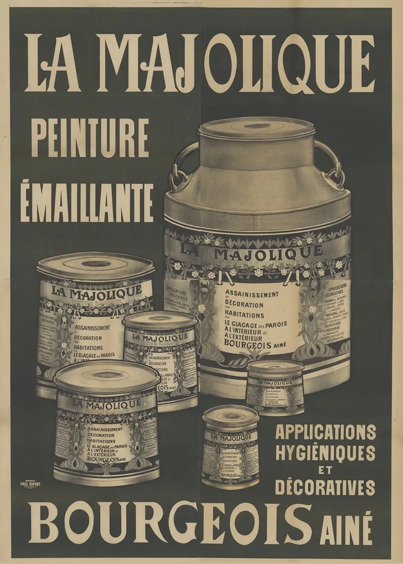La Majolique Peinture Emaillante Applications Hygieniques Et Decoratives Bourgeois Aine Wall Art by Imp. Paul Dupont - High-Resolution Digital Print