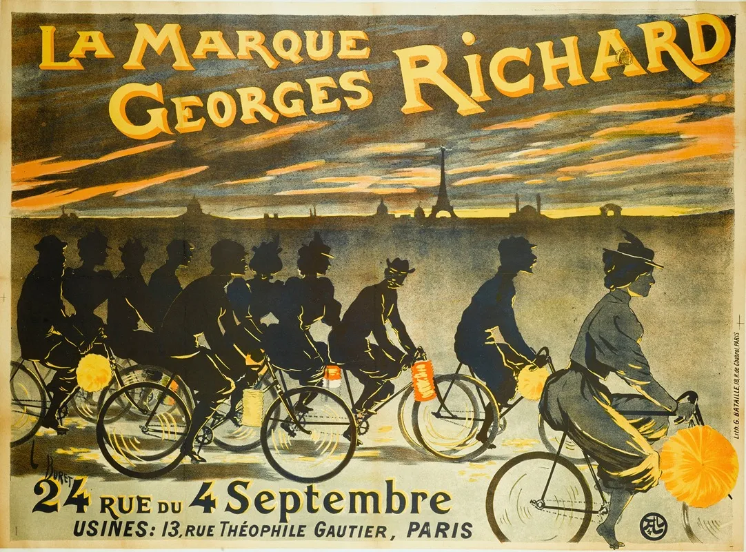 La Marque Georges Richard 24 Rue Du 4 Septembre Usines 13 Rue Theophile Gautier Paris Wall Art by Léonce Burret - High-Resolution Digital Print