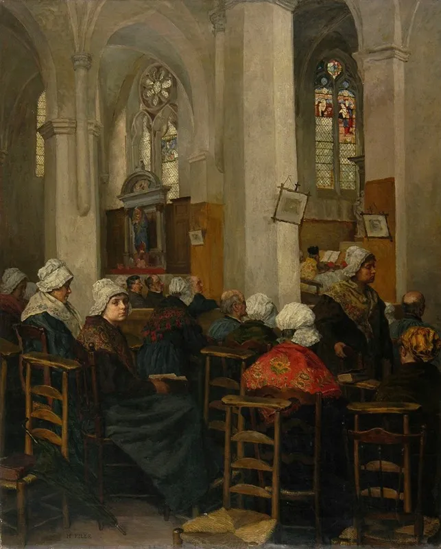 La Messe A Pavant Aisne Wall Art by Charles-Henri Pille - High-Resolution Digital Print