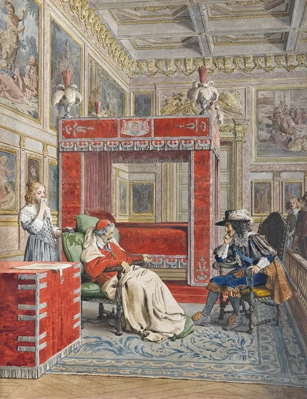 La Mort De Richelieu Wall Art by Maurice Leloir - High-Resolution Digital Print