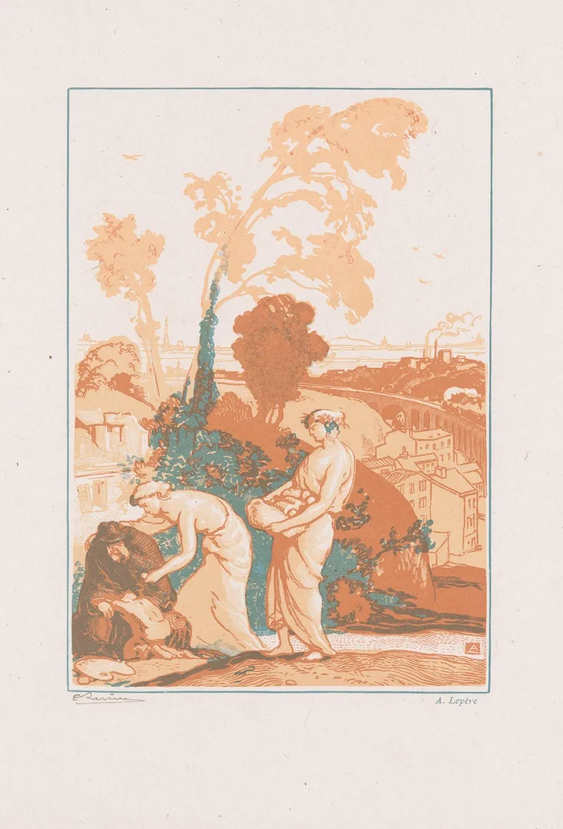 La Musique Et La Poesie Secourant Les Artistes Wall Art by Auguste Lepère - High-Resolution Digital Print
