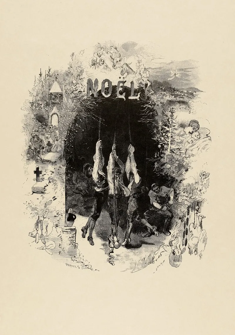 La Noel Ce Que Disent Les Cloches De Minuit Wall Art by Edmond Morin - High-Resolution Digital Print