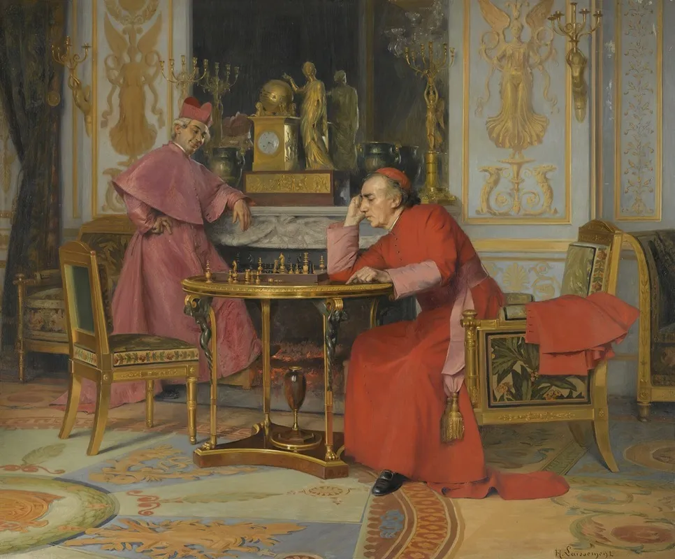 La Partie Dechecs Wall Art by Henri Laissement - High-Resolution Digital Print