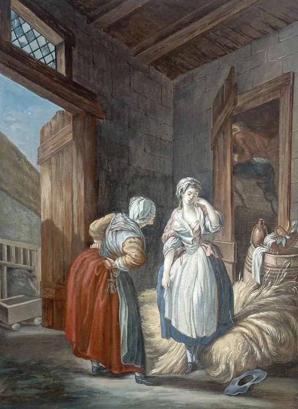 La Paysanne Querellee Par Sa Mere Wall Art by Pierre-Antoine Baudouin - High-Resolution Digital Print