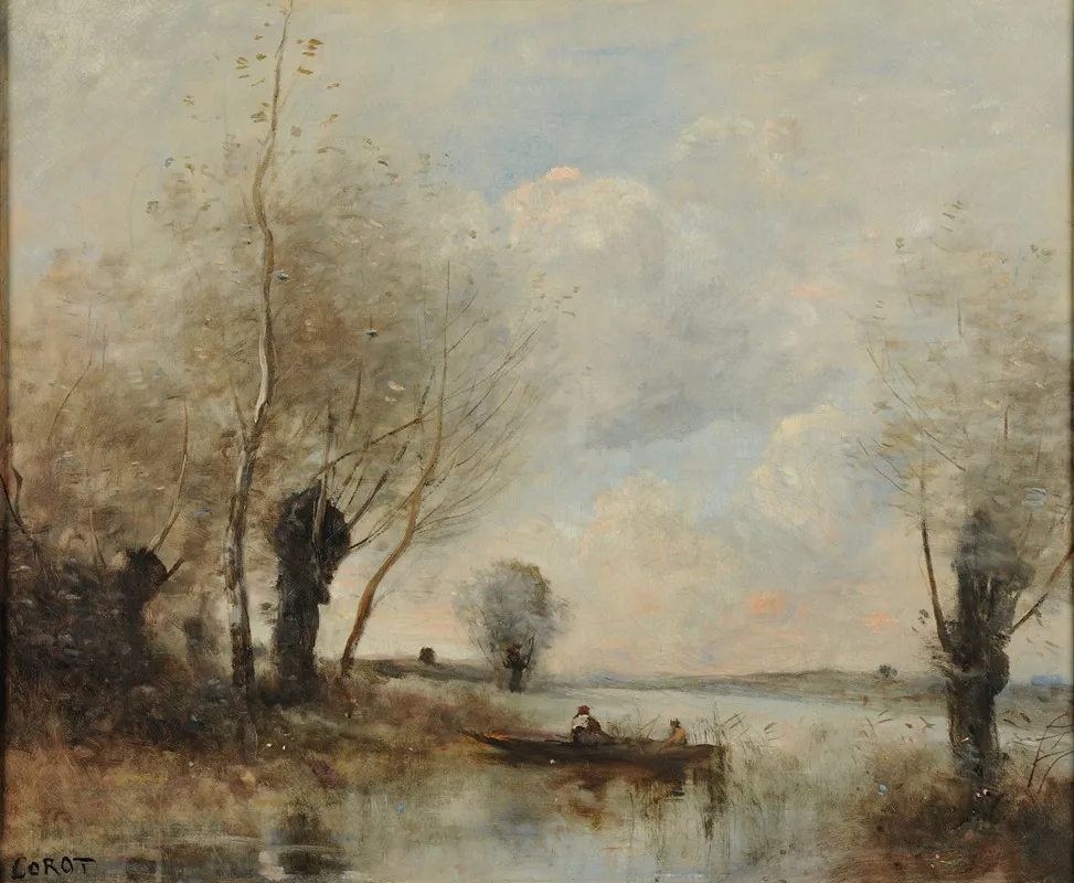 La Peche En Barque Aupres Des Saules
