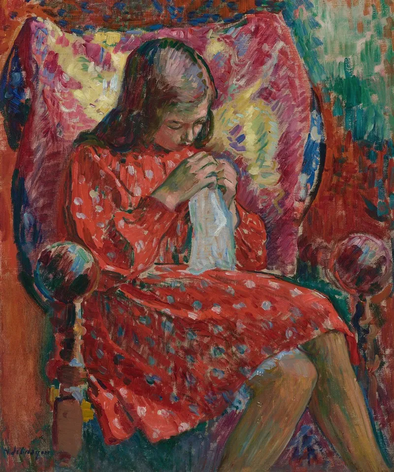 La Petite Couseuse Wall Art by Henri Lebasque - High-Resolution Digital Print