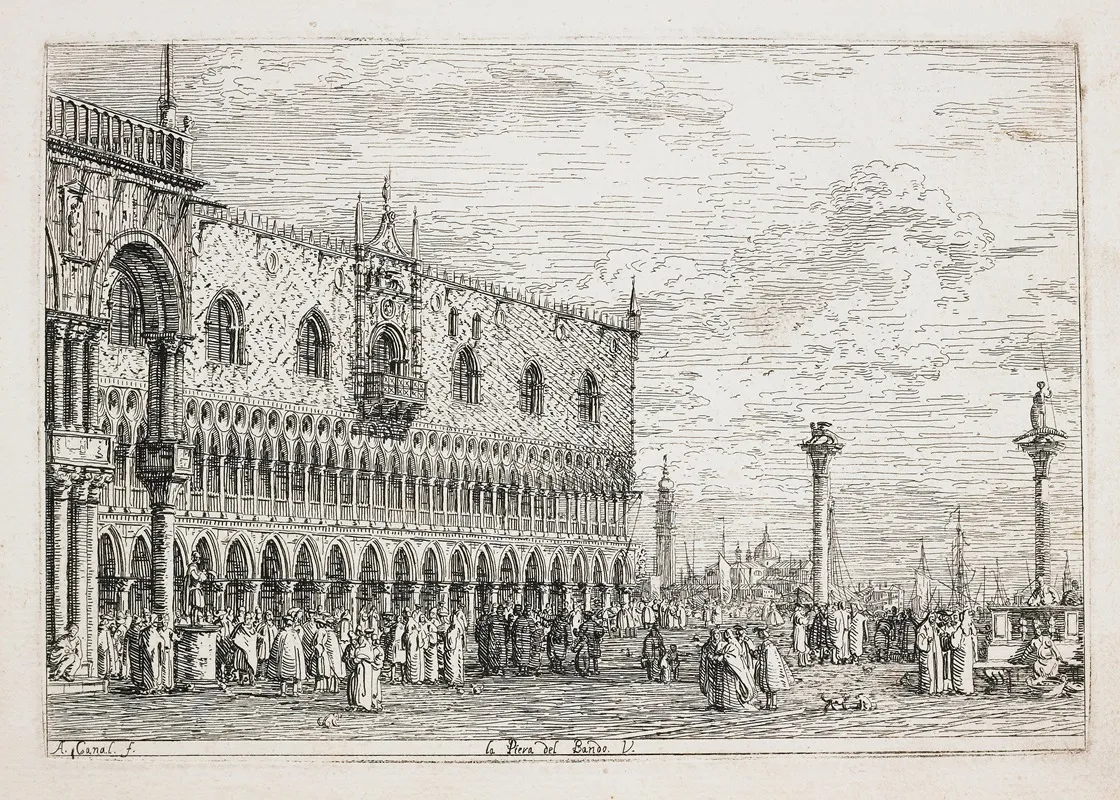 La Piera Del Bando The Proclamation Stone Venice Wall Art by Canaletto - High-Resolution Digital Print