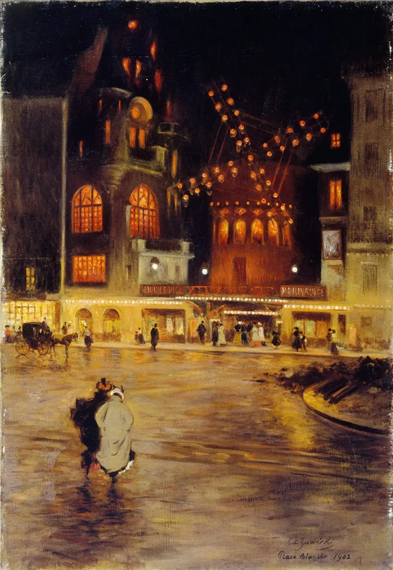 La Place Blanche Et Le Moulin Rouge Wall Art by Edouard Zawiski - High-Resolution Digital Print